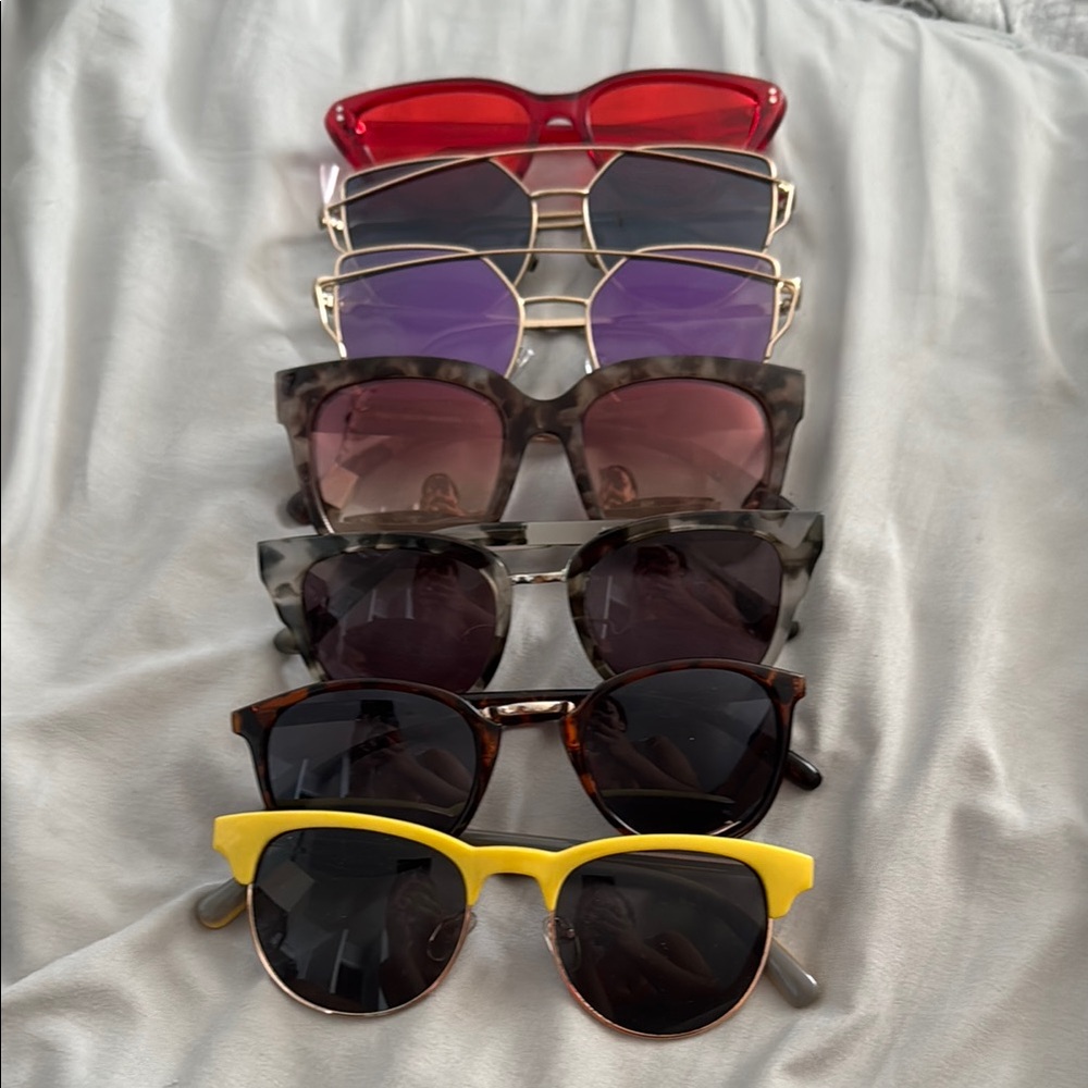Bundle of 7 Stylish Women's Sunglasses - Red, Yellow, gradiant